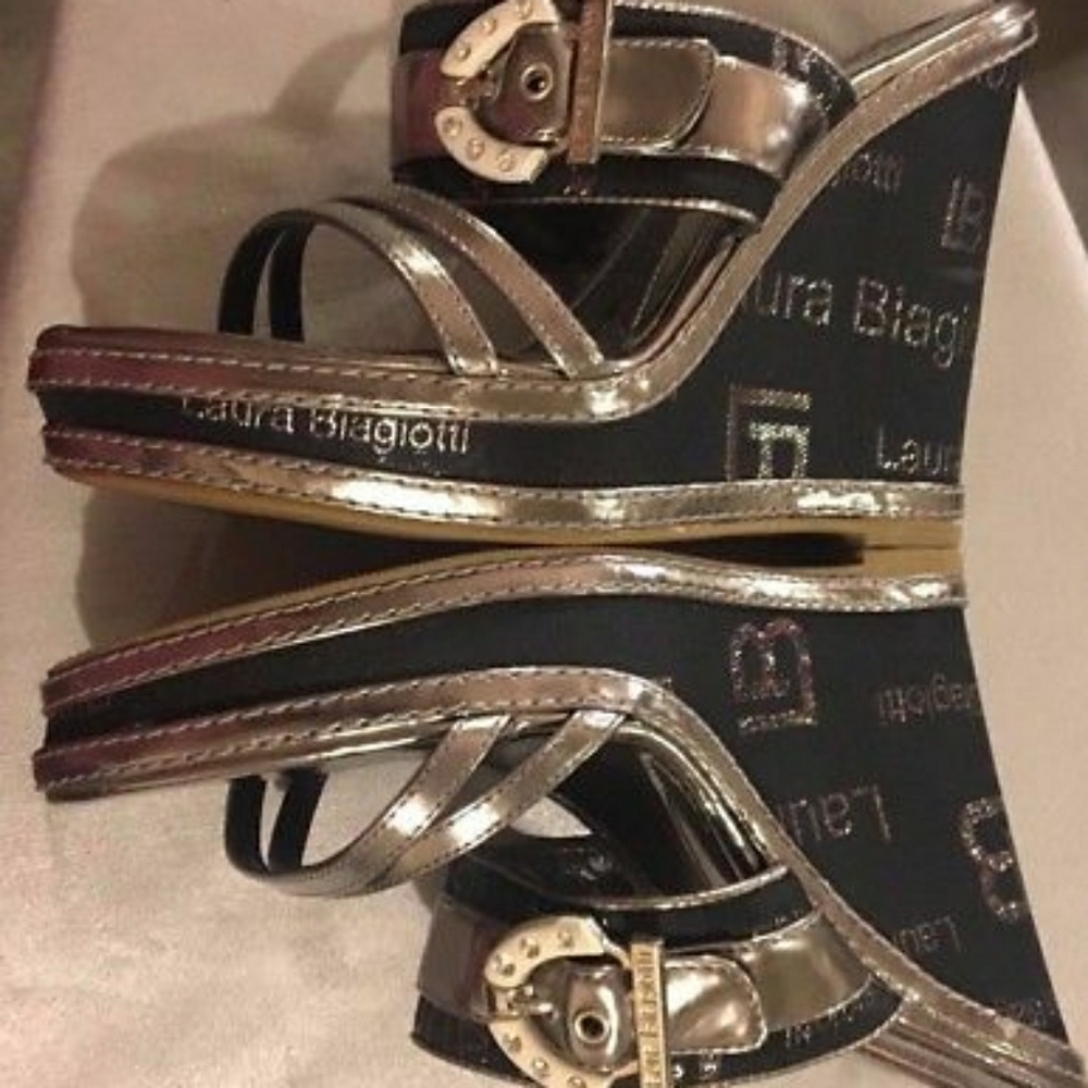 Laura Biagiotti Heels Black & Silver 8